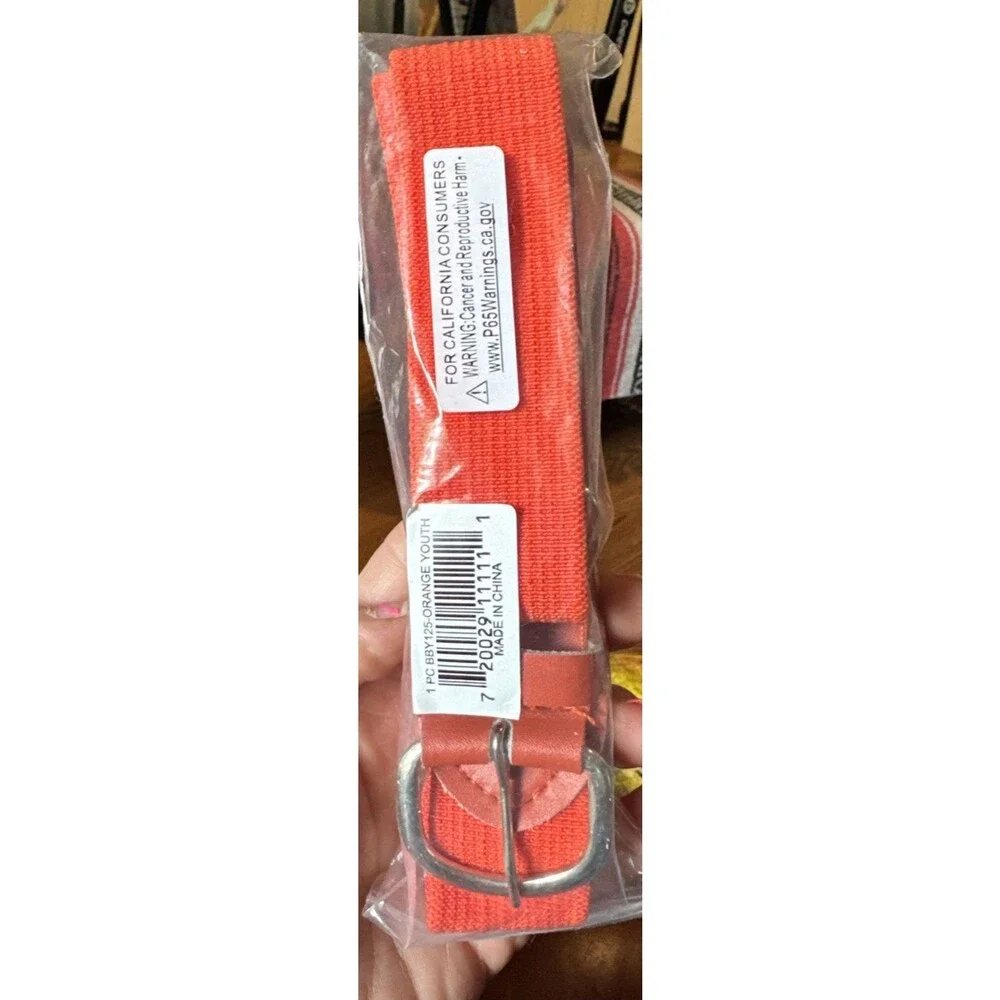 Martin Sports - Baseball Belt w/ Cowhide Leather Tabs Orange Youth